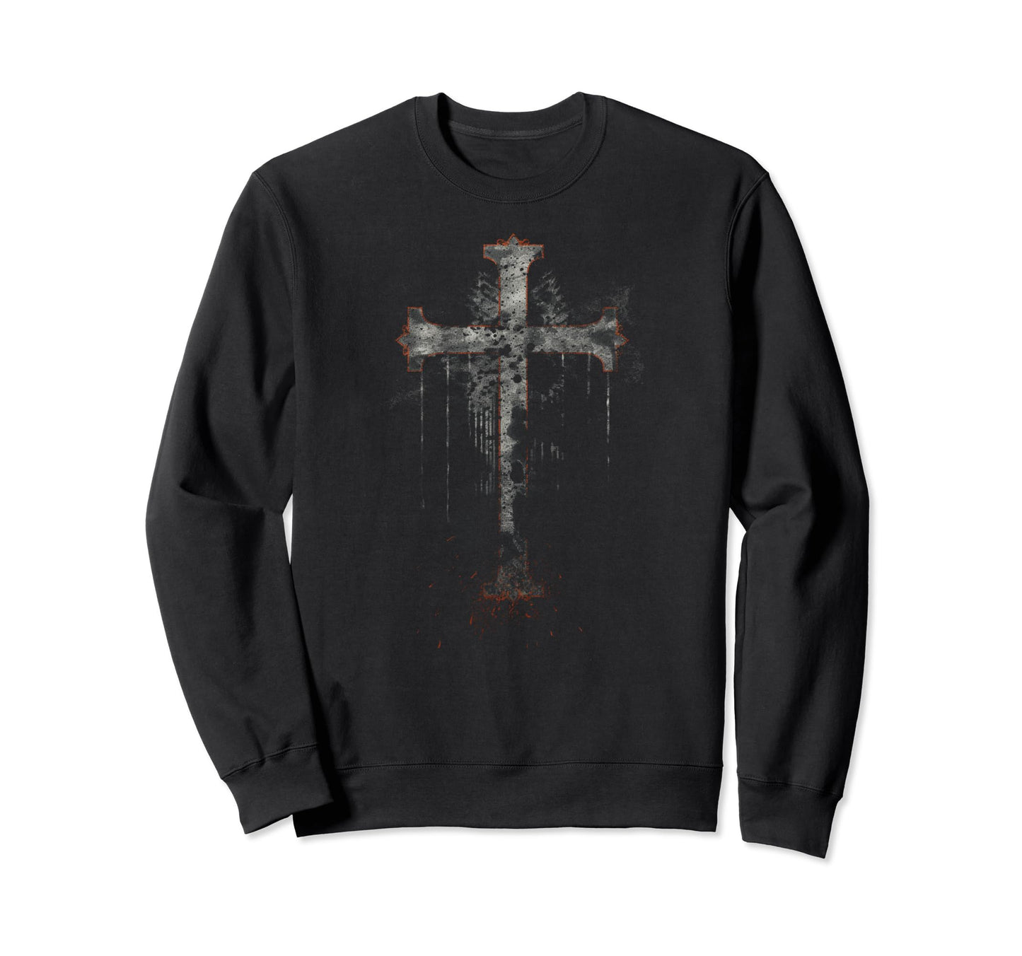 Cross Distressed 90S Goth Sweatshirt - Fun Novelty Design for Adults