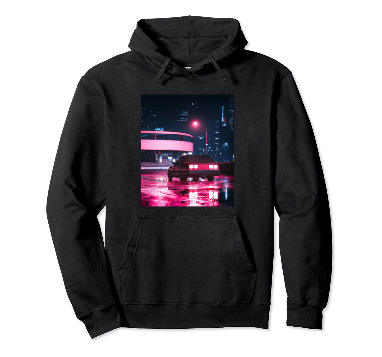 Vaporwave Car Synthwave City Vaporwave Hoodie - Novelty Apparel for Adults
