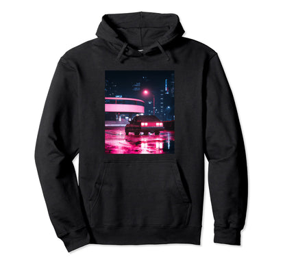 Vaporwave Car Synthwave City Vaporwave Hoodie - Novelty Apparel for Adults