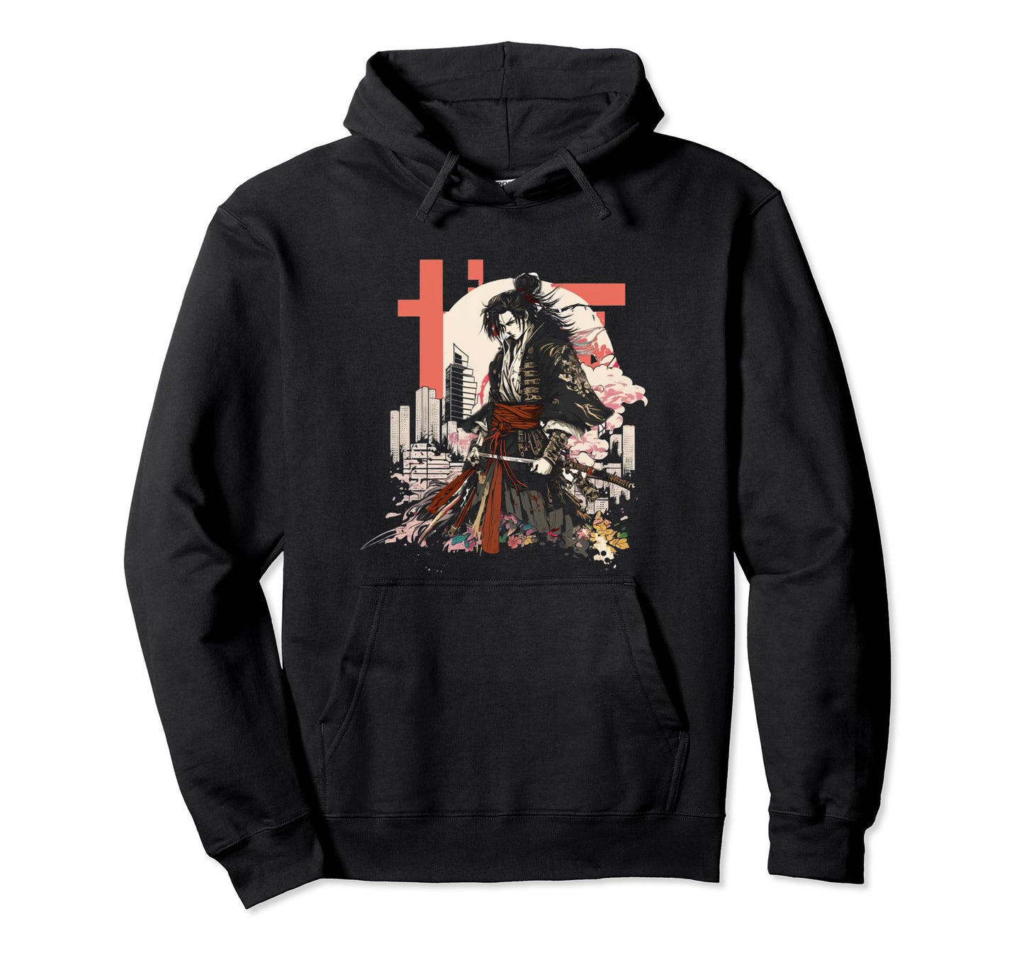 Vaporwave Aesthetic Cyberpunk Samurai Hoodie - Graphic Print Unisex
