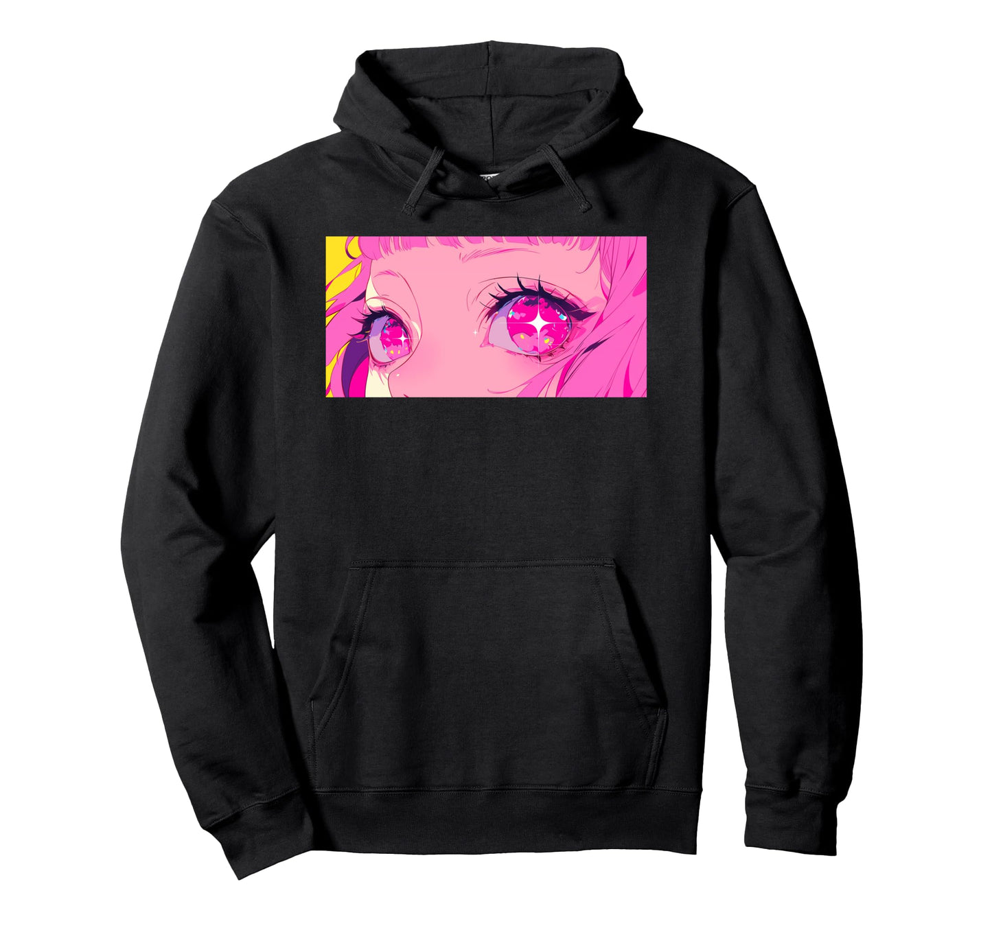 Anime Eyes Japanese Vaporwave Hoodie - Casual Everyday Wear for Adults