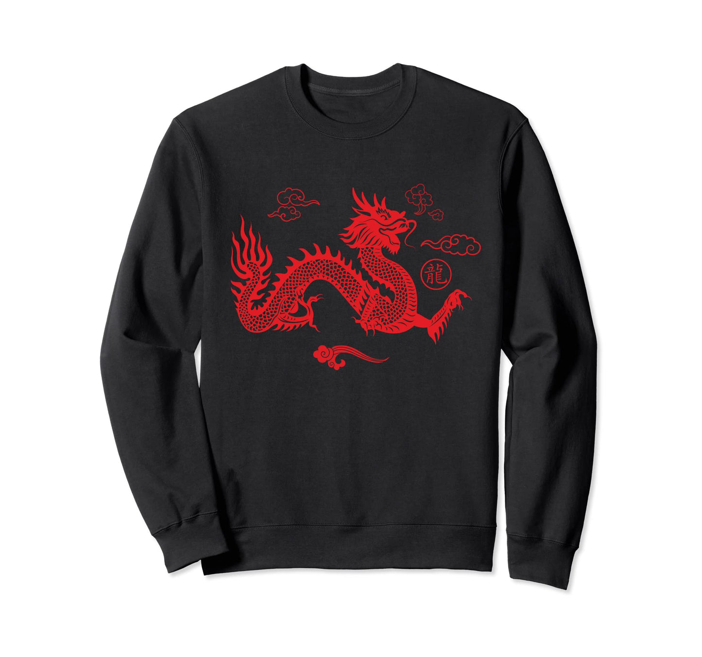Red Japanese Dragon Aesthetic Sweatshirt - Trendy Graphic for Adults