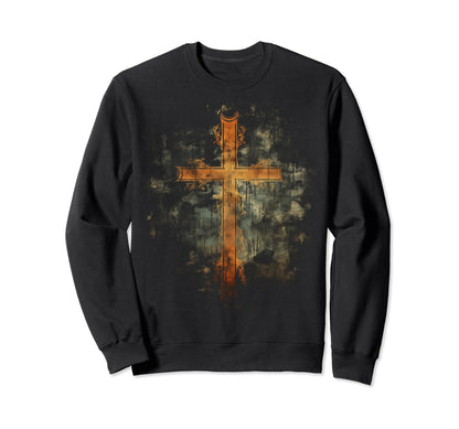 Cross Distressed 90S Goth Grunge Vibes 3 Sweatshirt - Unique Graphic Unisex