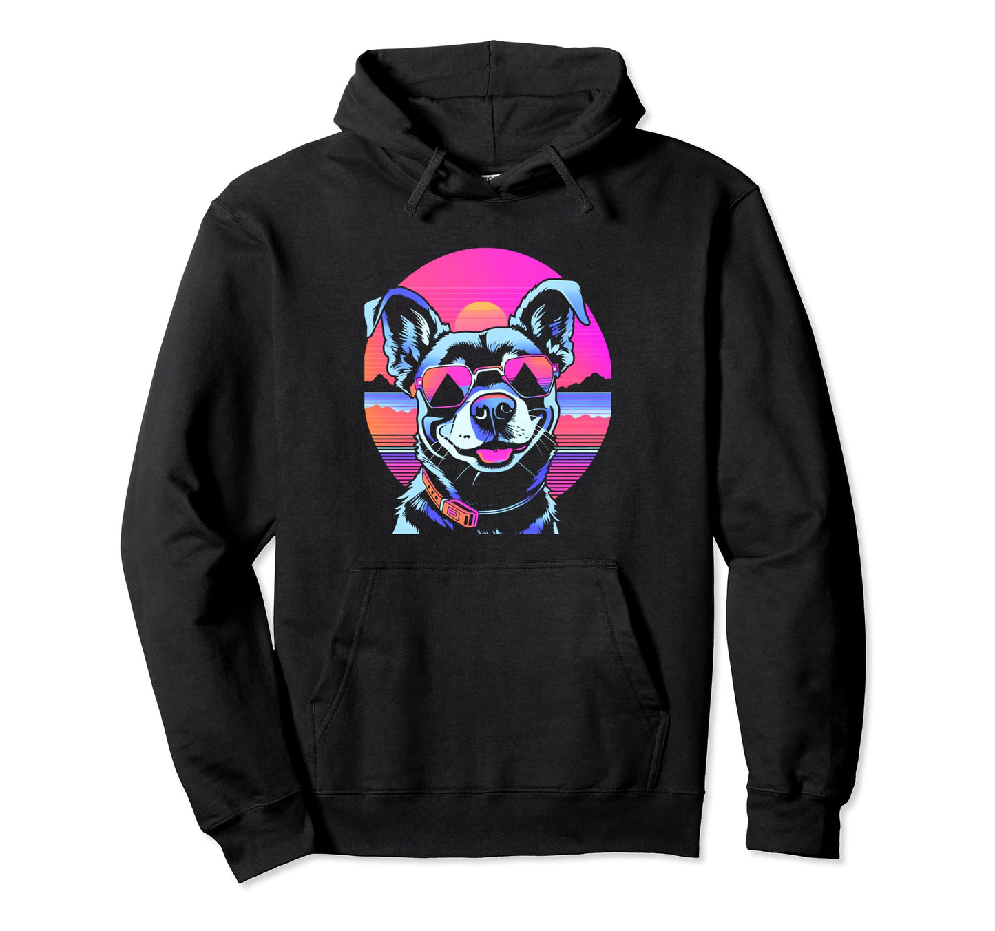 Aesthetic Dog Vaporwave Sunset Hoodie - Streetwear Style Unisex
