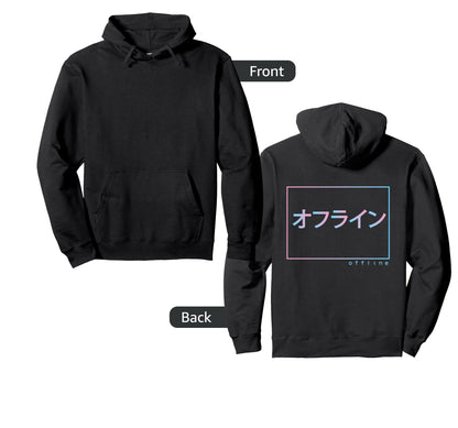 Vaporwave Aesthetic Japanese Text Hoodie - Custom Art Print Men Women