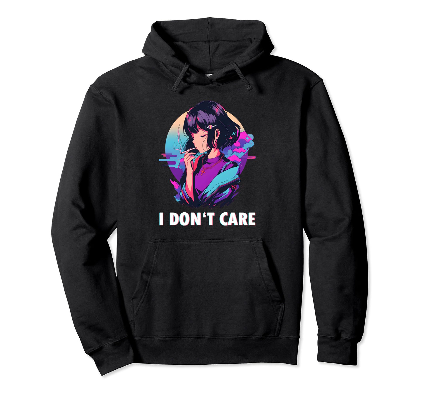 Aesthetic Vaporwave I Dont Care Hoodie - Aesthetic Graphic for Adults