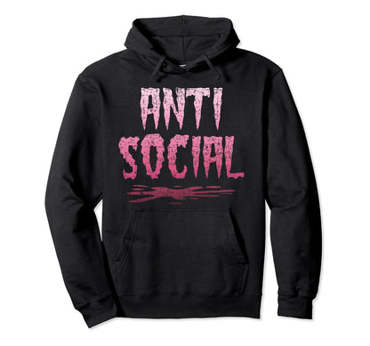Anti Social Vaporwave Alt Aesthetic Hoodie - Fun Novelty Design for Adults