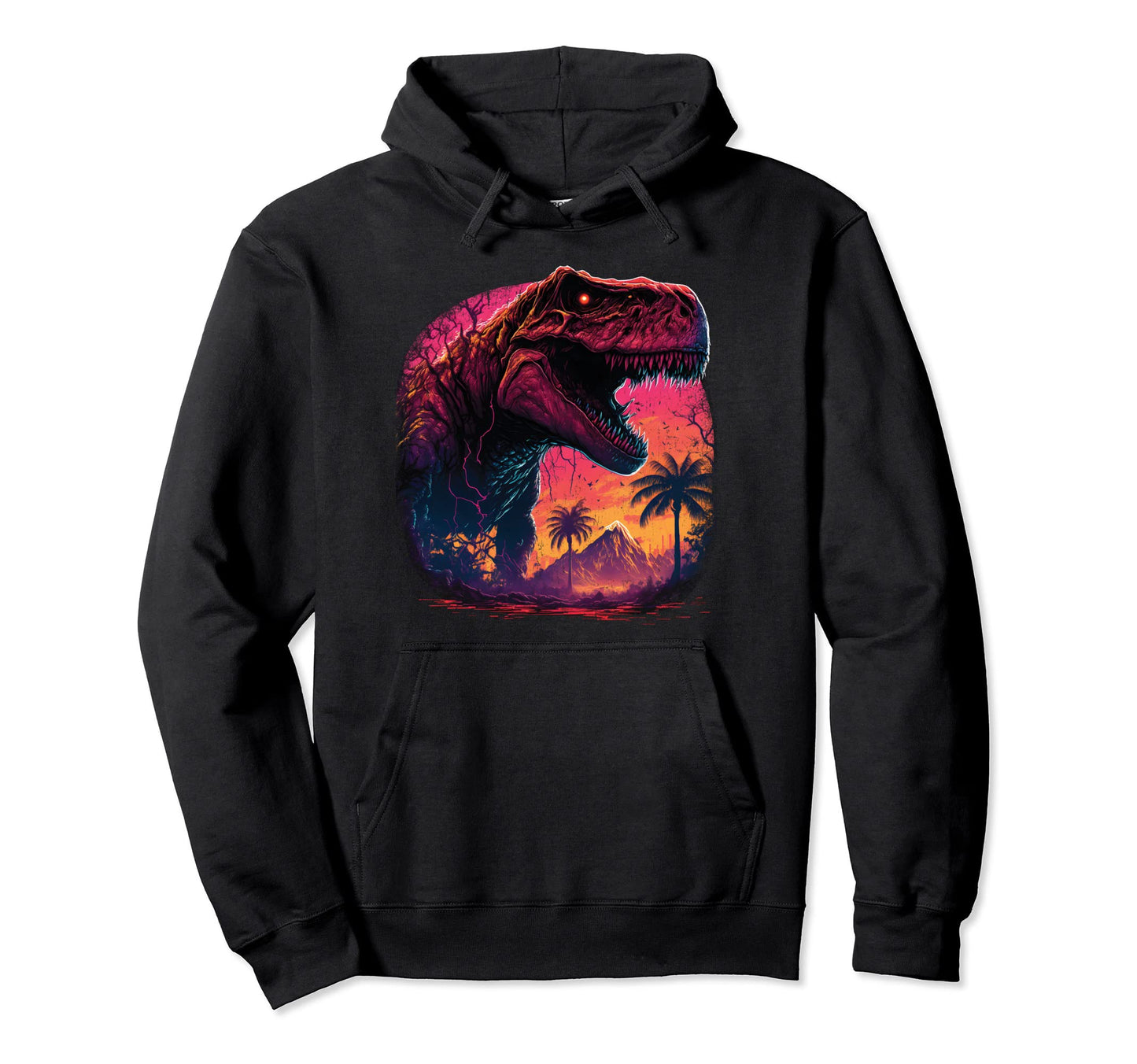 T Rex Vaporwave Aesthetic Used Distressed Hoodie - Graphic Print Men Women