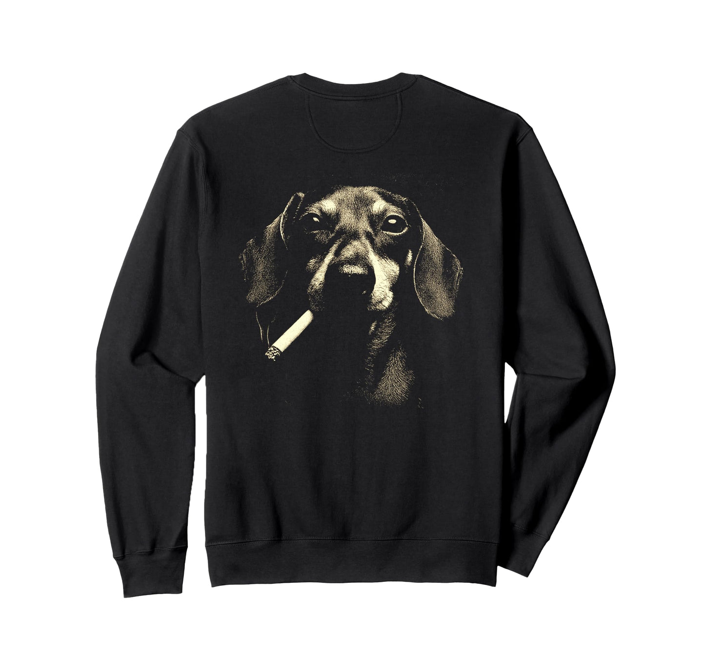 Dachshund Smoking Cigarette Sweatshirt - Custom Art Print for Adults