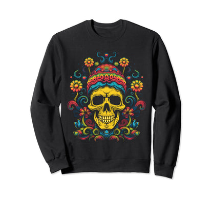 90S Grunge Skull Mushroom Hippie Goth Sweatshirt - Custom Art Print Unisex