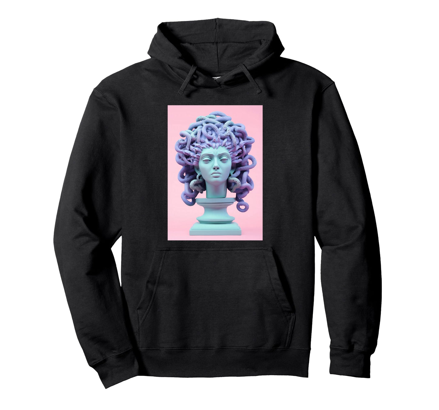 Vaporwave Medusa Statue Aesthetic Hoodie - Aesthetic Graphic for Adults