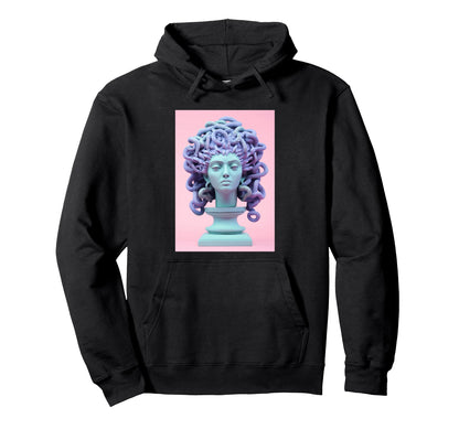 Vaporwave Medusa Statue Aesthetic Hoodie - Aesthetic Graphic for Adults