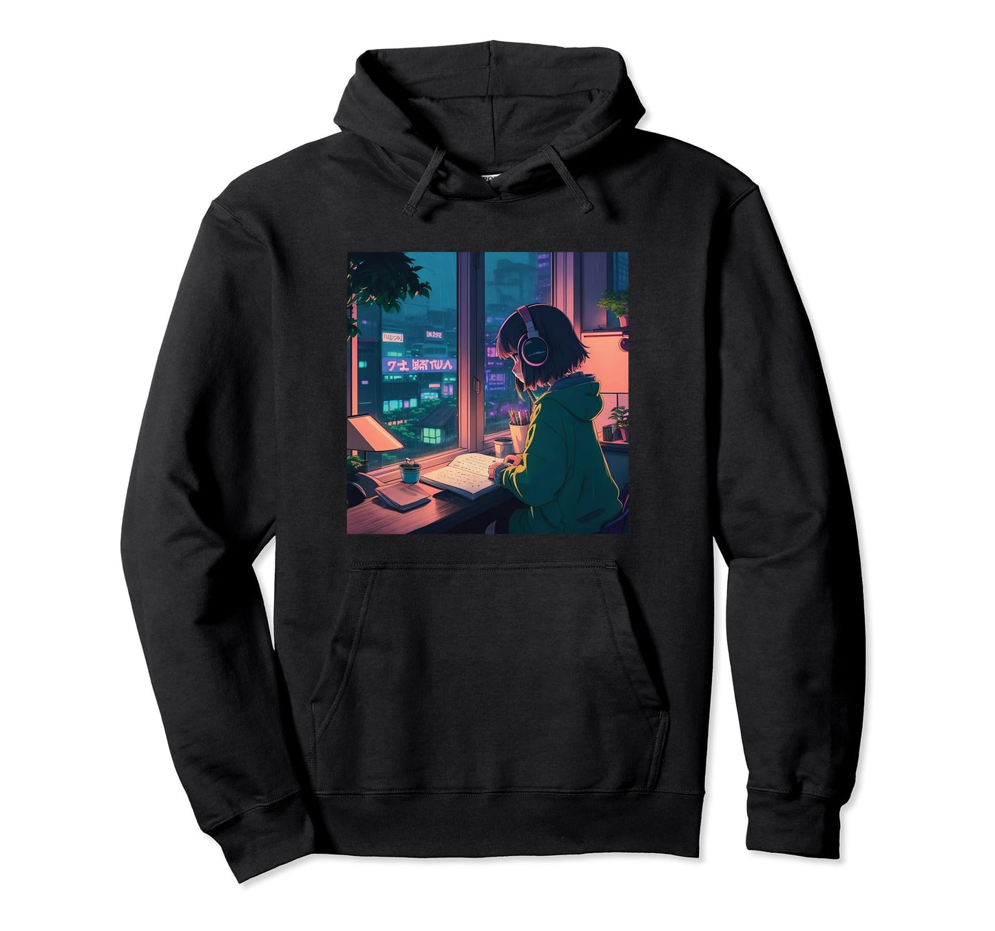 Lofi Anime Headphones 90S Vaporwave Hoodie - Streetwear Style Men Women