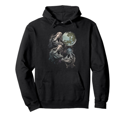 Three Velociraptor Dinosaur Howling Hoodie - Fun Novelty Design Men Women