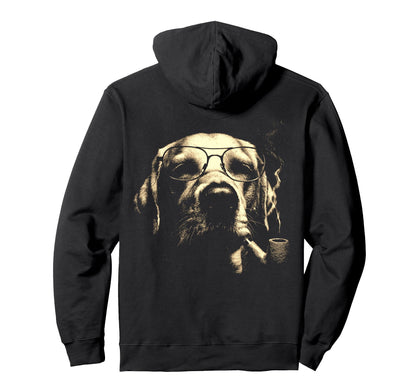 Labrador Retriever Glasses Smoking Pipe Hoodie - Unique Graphic Unisex