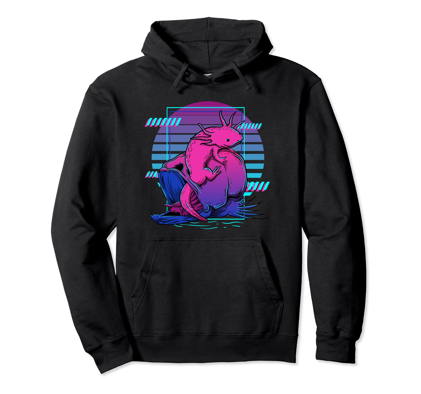 Vaporwave Aesthetic Axolotl 90S Hoodie - Casual Everyday Wear Men Women