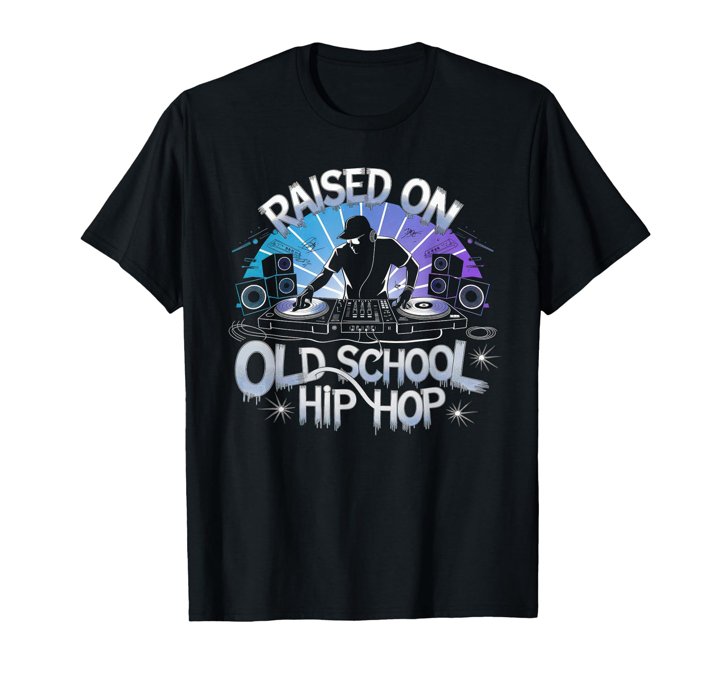 Raised Old School Graffiti Rap Hip Hop T-Shirt - Graphic Print for Adults