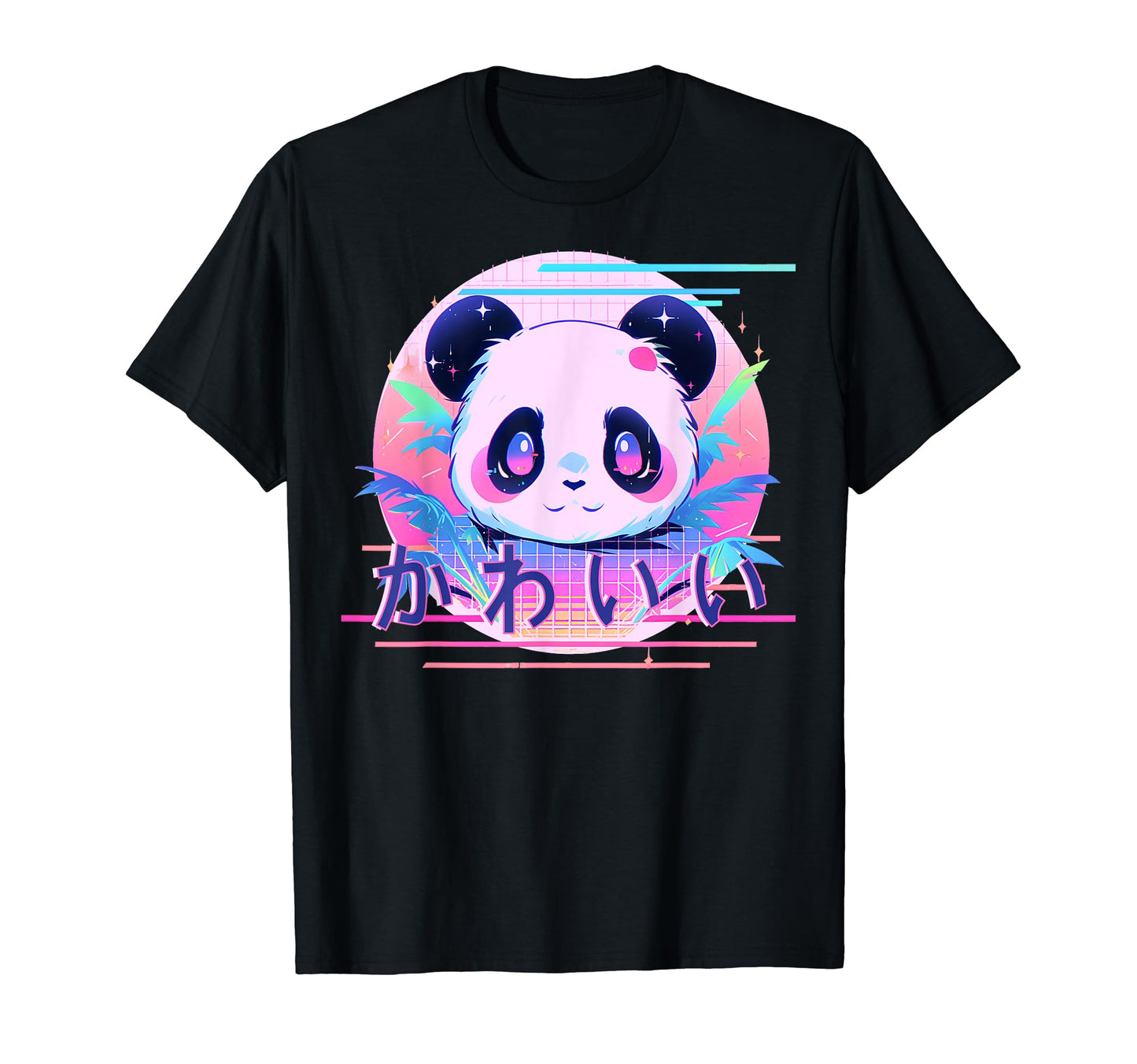 Kawaii Panda 80S Japanese Vaporwave T-Shirt - Unique Graphic for Adults