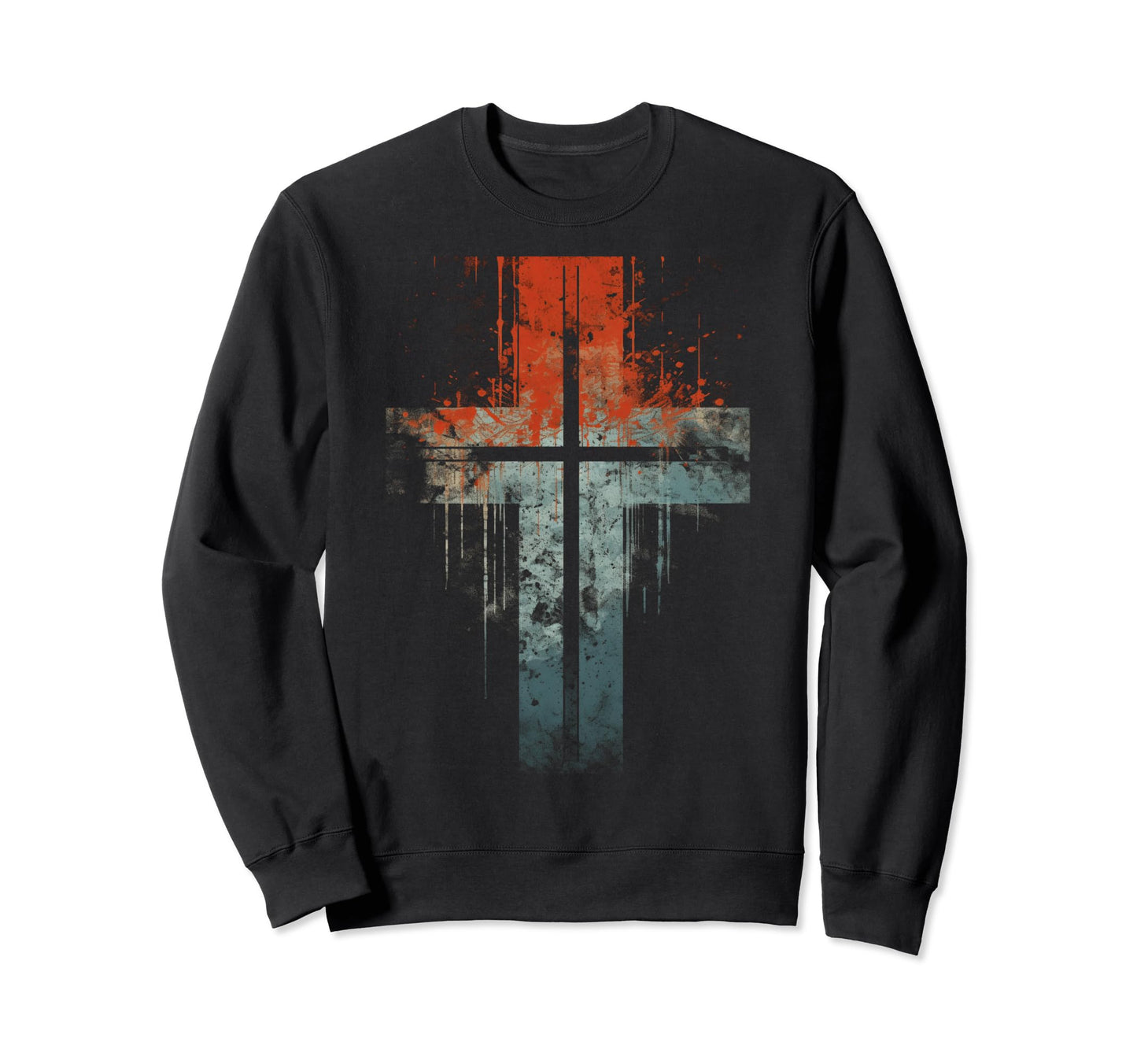 Cross Distressed 90S Goth Sweatshirt - Casual Everyday Wear for Adults