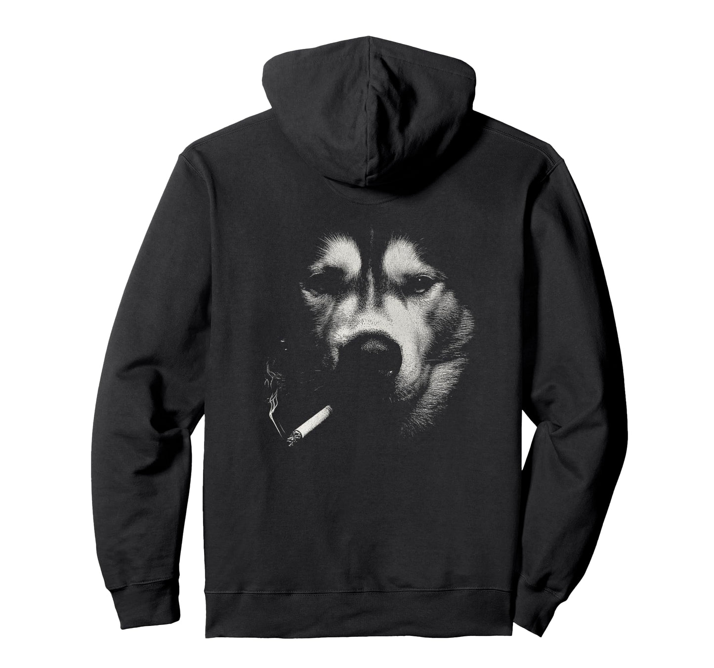 Siberian Husky Smoking Cigarette Grunge Hoodie - Unique Graphic Men Women