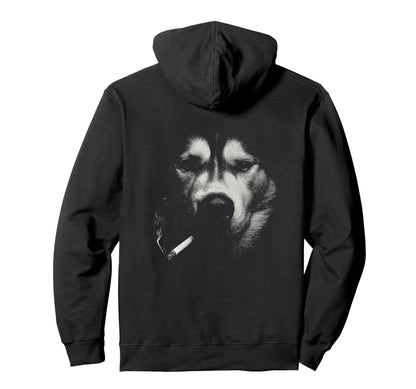 Siberian Husky Smoking Cigarette Grunge Hoodie - Unique Graphic Men Women