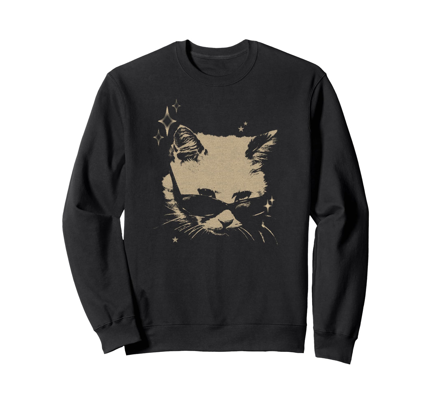 Y2K Cat Sunglasses 90S 2000S Grunge Sweatshirt - Custom Art Print Men Women