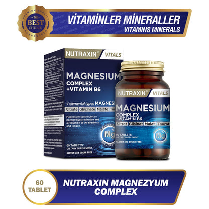 Nutraxin Magnesium Complex 60 Tablet - Comprehensive Magnesium Supplement with Vitamin B6