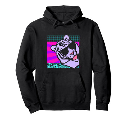 Aesthetic Vaporwave Outfits Lion Hoodie - Graphic Print for Adults