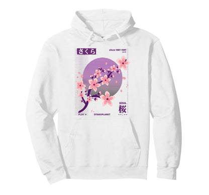 Vaporwave Japanese Sakura Floral Lofi Hoodie - Custom Art Print for Adults