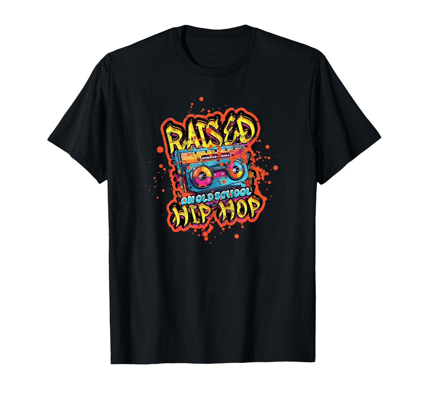Raised Old School Hip Hop Music T-Shirt - Casual Everyday Wear Unisex