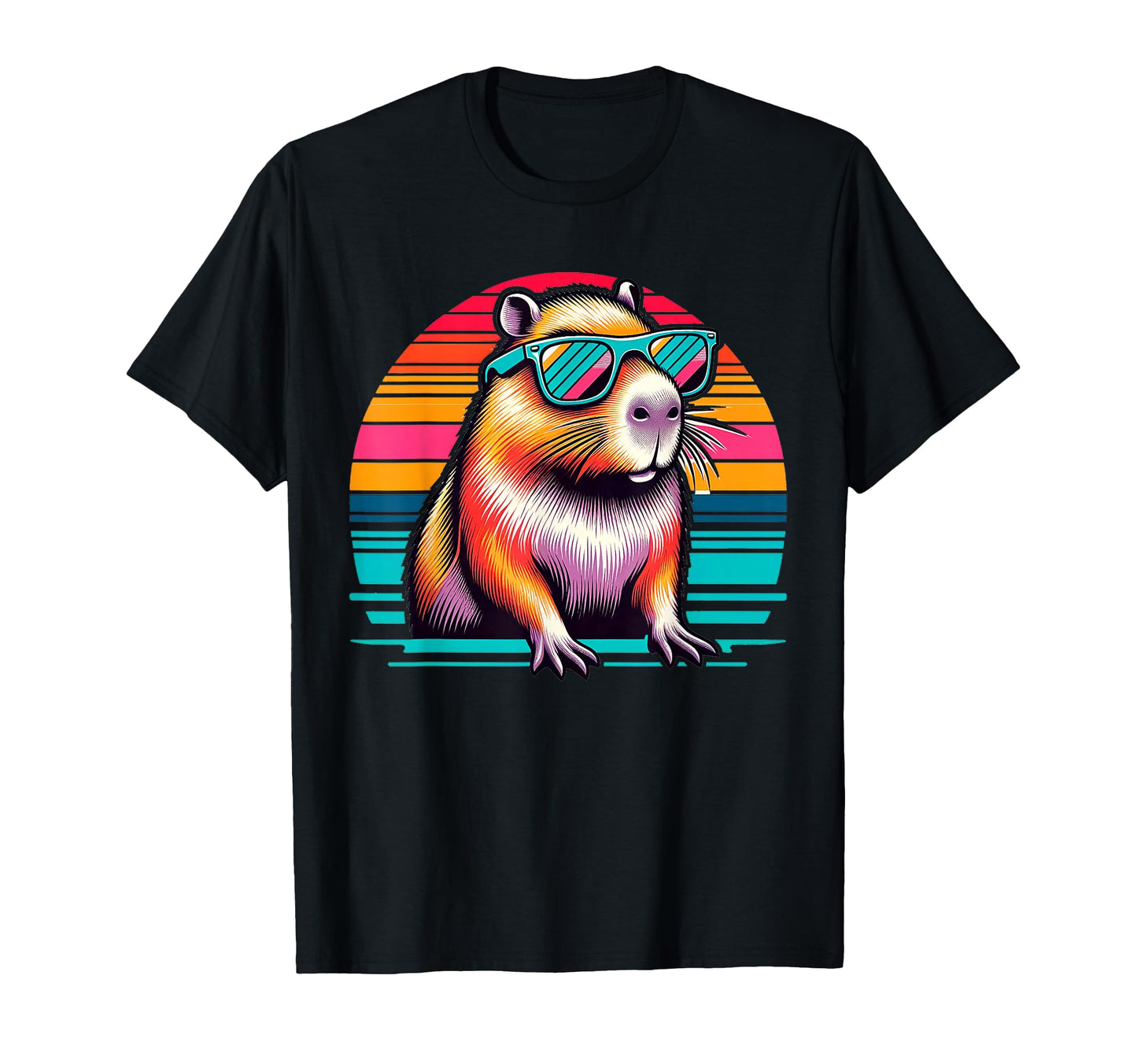 Funny Capybara Sunglasses Vaporwave T-Shirt - Streetwear Style Unisex