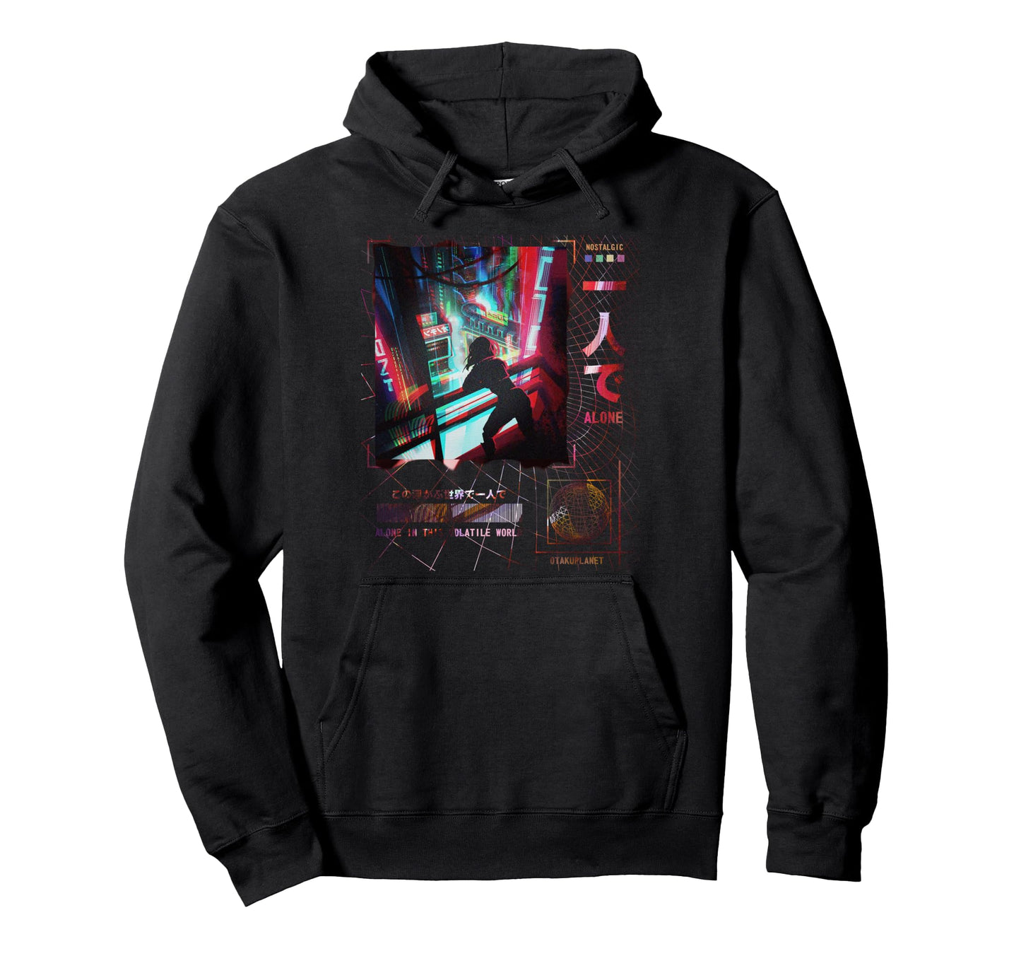 Japanese Anime Cyberpunk Vaporwave Hoodie - Minimalist Print Unisex