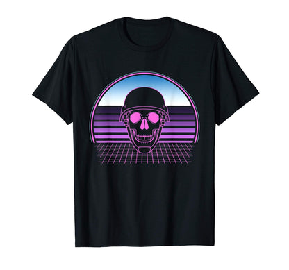 Skull Military Helmet 80S Vaporwave T-Shirt - Unique Graphic for Adults