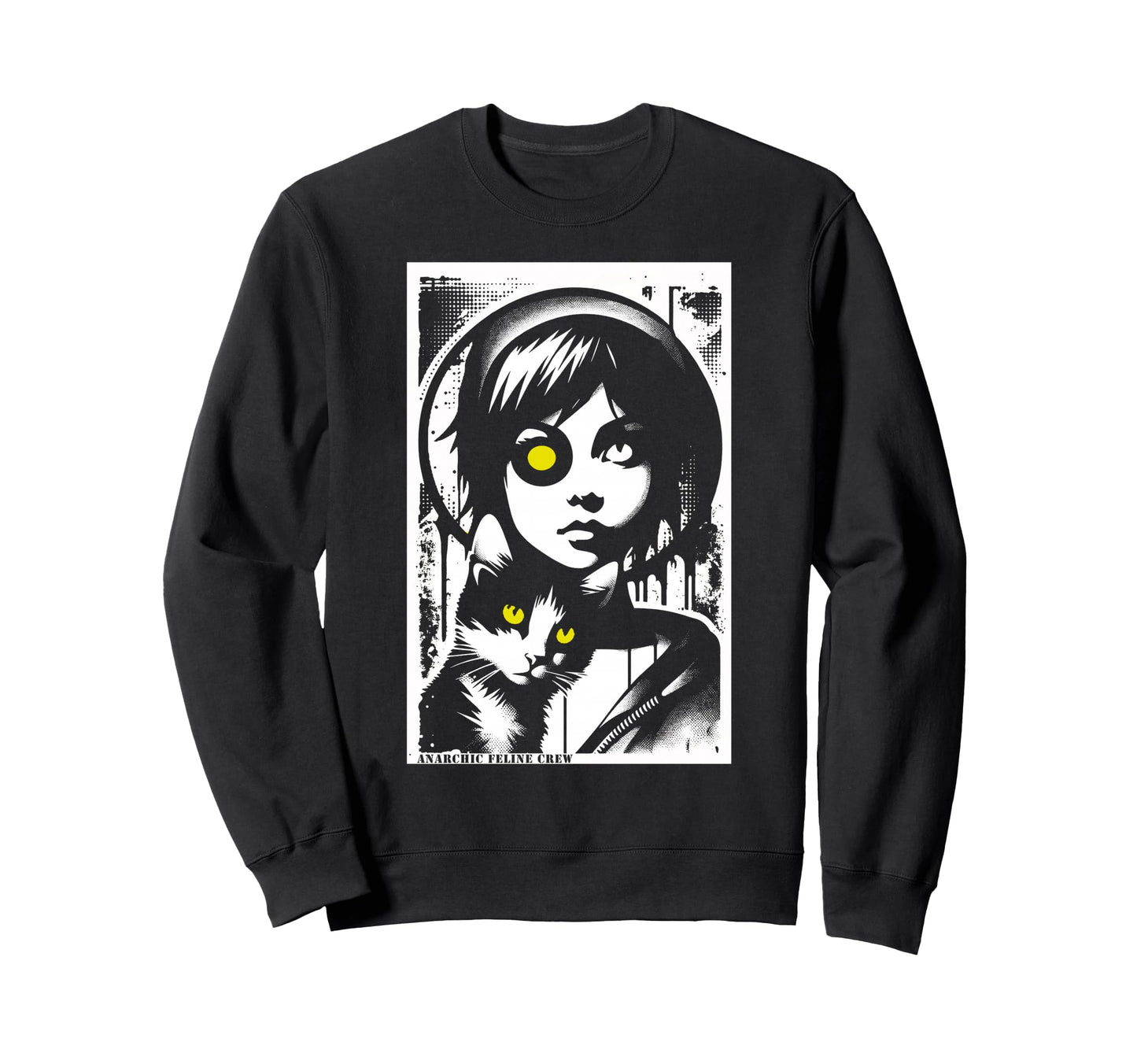 Punk And Cat Graffiti Grunge 90S Sweatshirt - Aesthetic Graphic Unisex