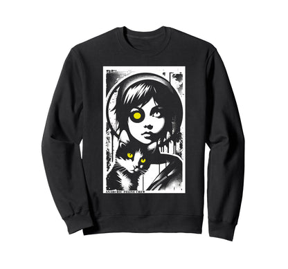 Punk And Cat Graffiti Grunge 90S Sweatshirt - Aesthetic Graphic Unisex