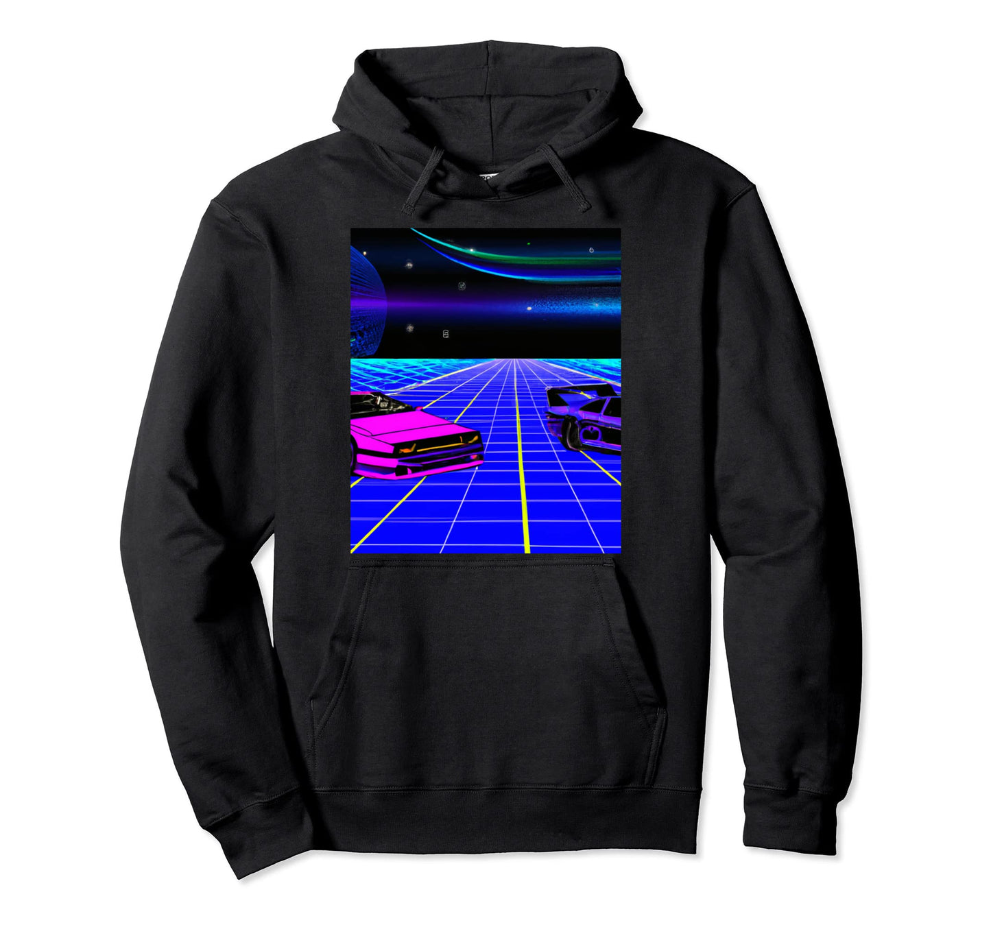 Vaporwave Car Synthwave City Hoodie - Casual Everyday Wear Men Women