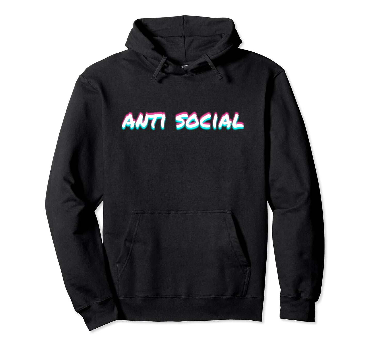 Anti Social Vaporwave Aesthetic Glitch Hoodie - Minimalist Print Men Women