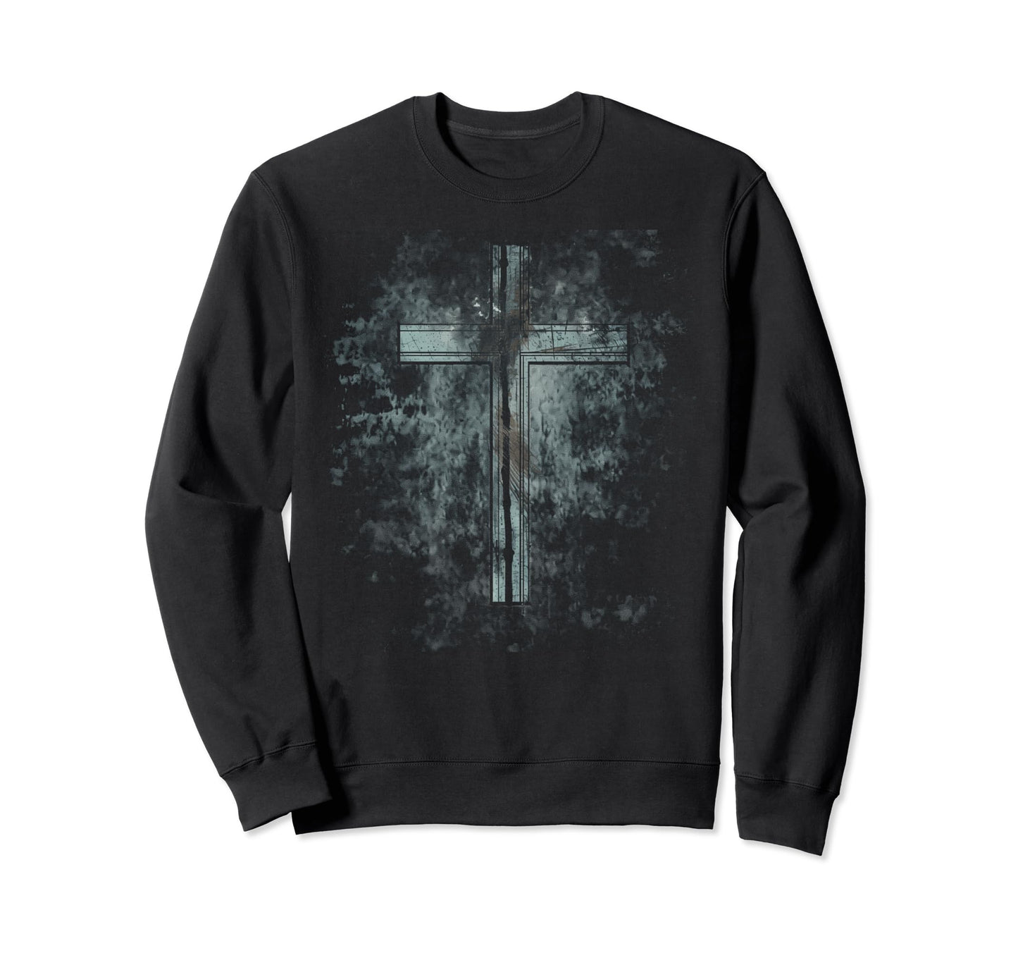 Cross Distressed 90S Goth Grunge Sweatshirt - Custom Art Print for Adults