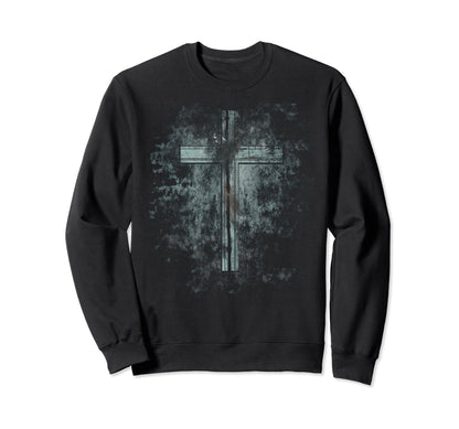 Cross Distressed 90S Goth Grunge Sweatshirt - Custom Art Print for Adults