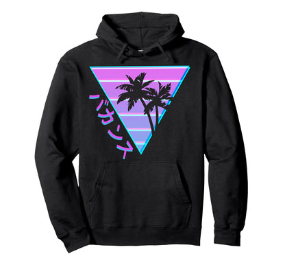 90S Palm Tree Japanese Otaku Aesthetic Hoodie - Fun Novelty Design Unisex
