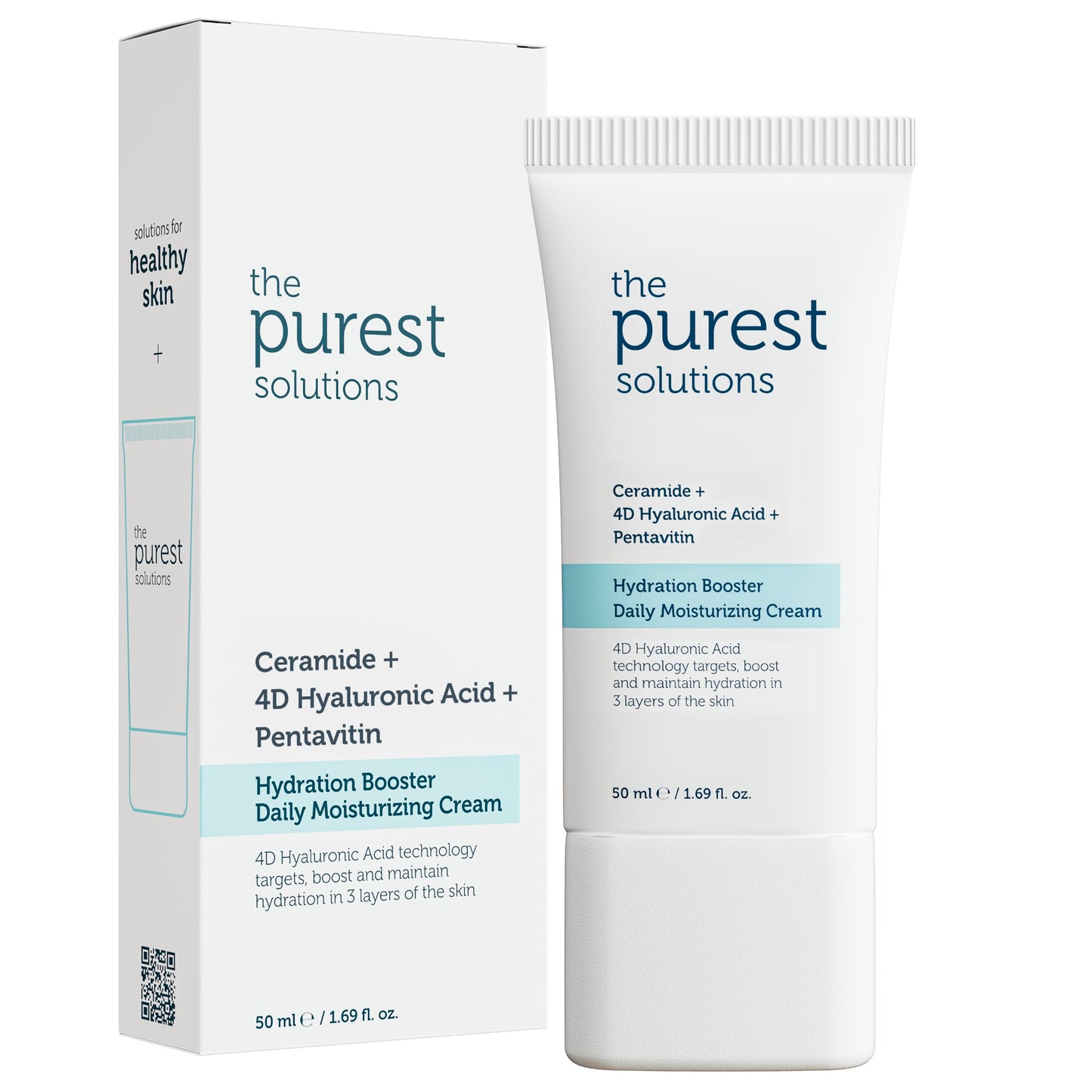 The Purest Solutions Hydration Booster Daily Moisturizing Cream - Ceramide & Hyaluronic Acid Cream for Dry Skin