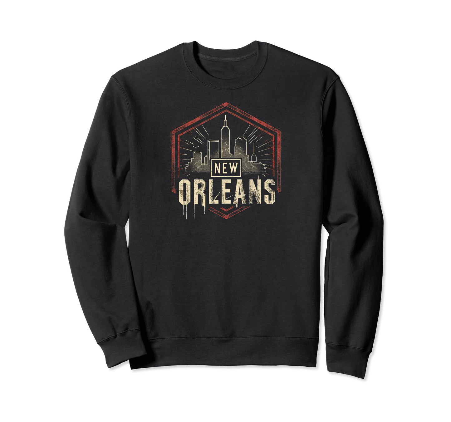 New Orleans Grit 90S Grunge Sweatshirt - Minimalist Print for Adults