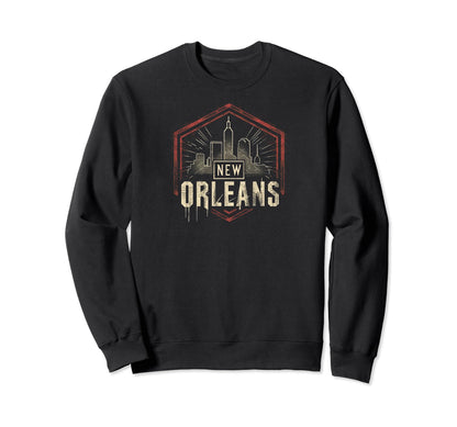 New Orleans Grit 90S Grunge Sweatshirt - Minimalist Print for Adults