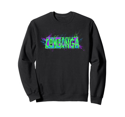 Cowabunga 80S 90S Nostalgia Slang Sweatshirt - Unique Graphic Men Women