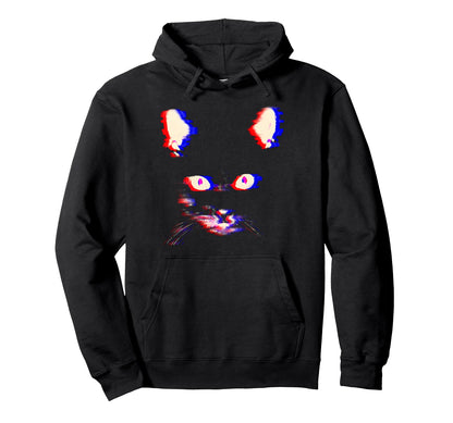 Trippy Psychedelic Cat Vaporwave Hoodie - Graphic Print for Adults