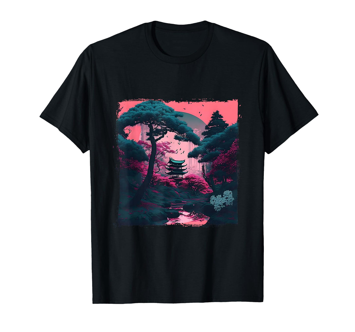 Japanese Digital Woodblock Art T-Shirt - Aesthetic Graphic for Adults