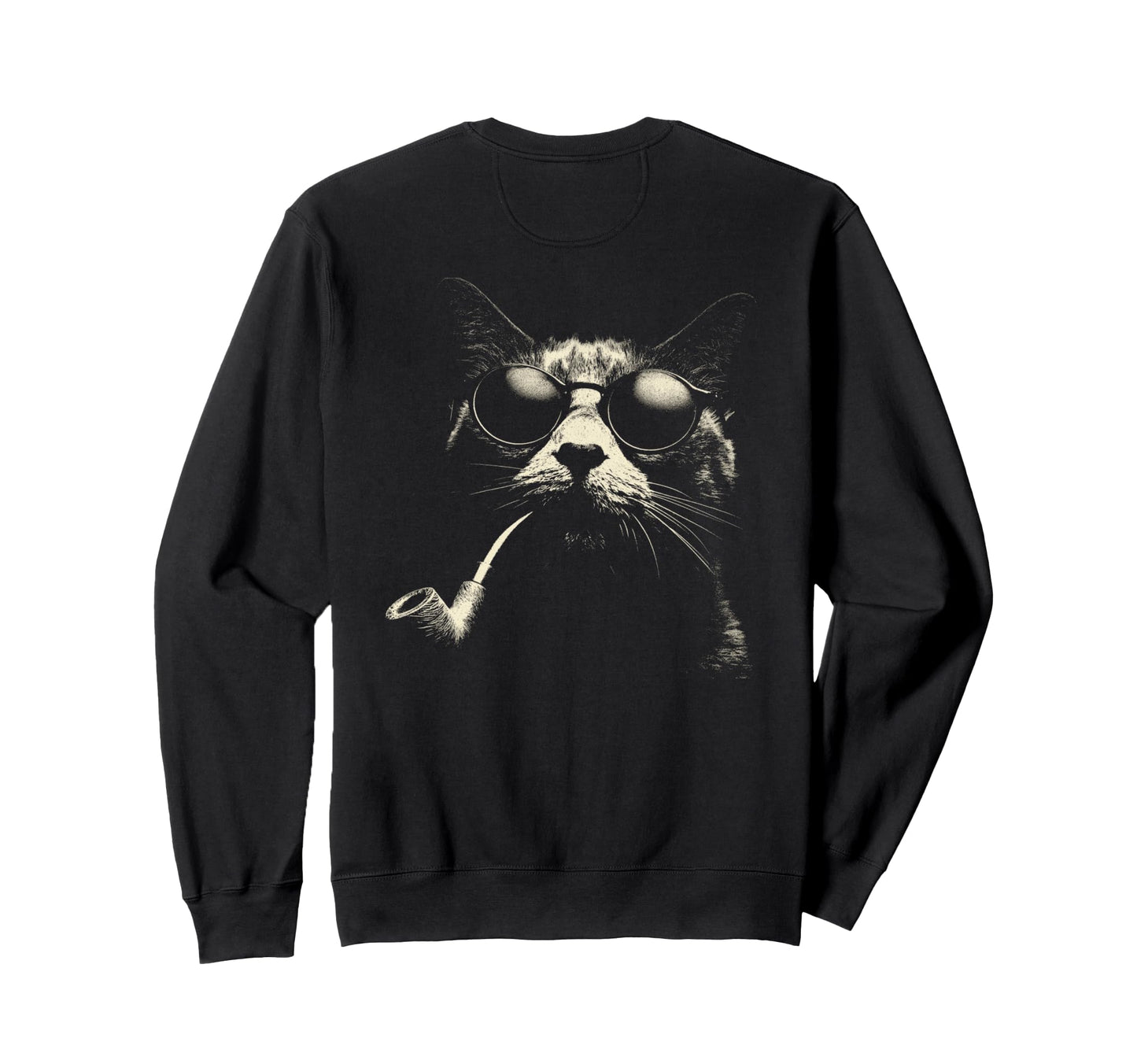 Cat Smoking Pipe Sunglasses Grunge Sweatshirt - Streetwear Style Unisex