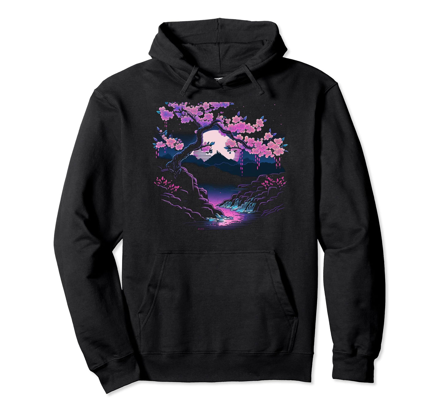 Japanese Vaporwave Art Cherry Blossom Hoodie - Graphic Print Men Women