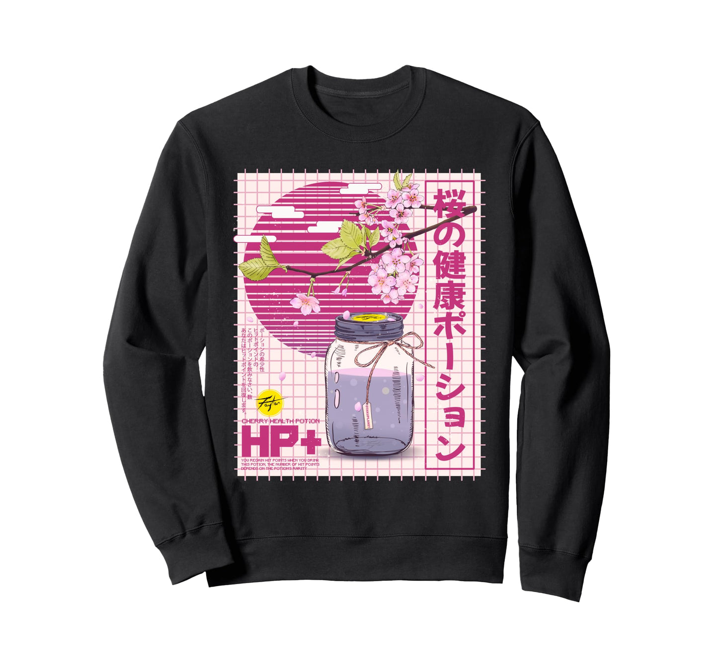 Health Potion Kawaii Vaporwave Anime Sweatshirt - Graphic Print for Adults