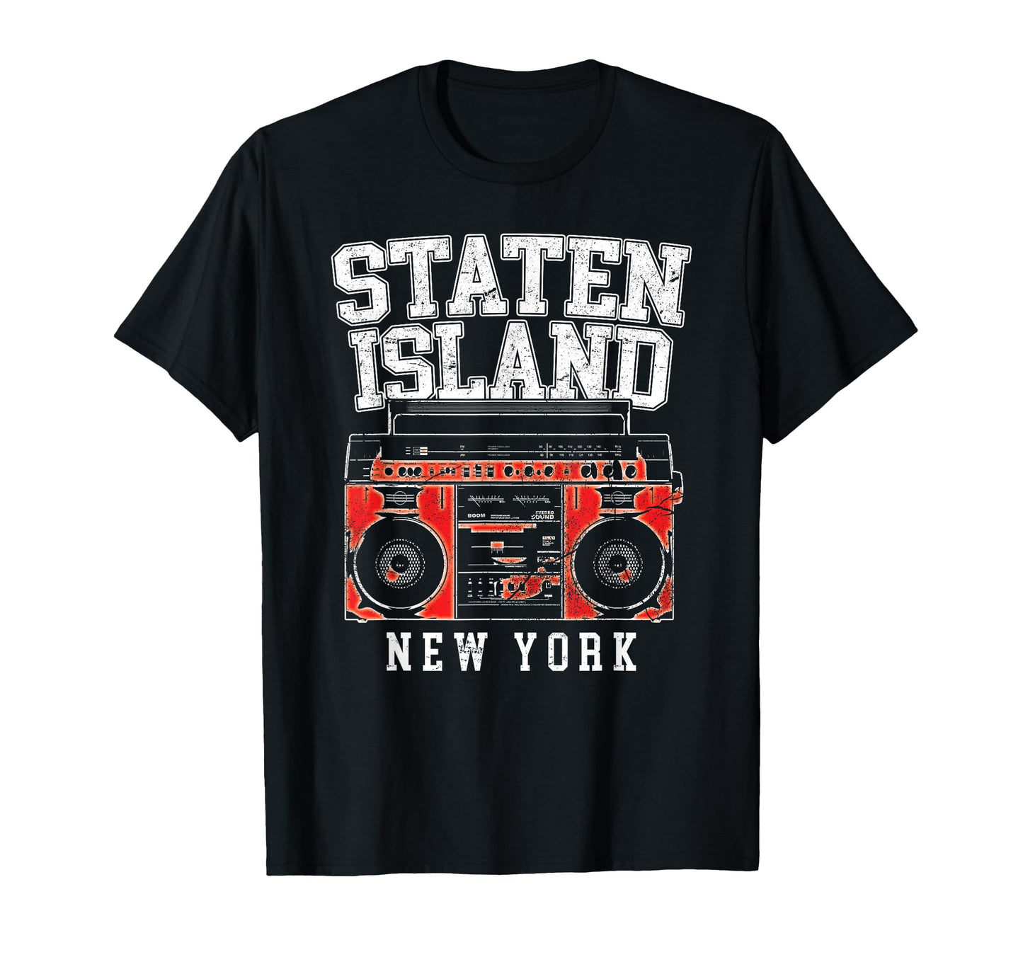 Staten Island New York Nyc Boombox T-Shirt - Aesthetic Graphic for Adults